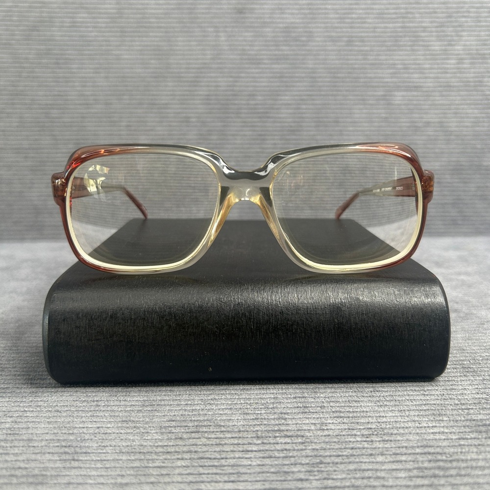 Vintage 80s Two Tone Gradient Square Eyeglasses Bronco Brown Clear 54-20-145